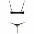 Cottelli - Satin Push-up Set met Strass en Ketting (zwart) - 80B/M