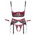 Cottelli Bondage - Ensemble liftant mat et en dentelle (rouge) - M