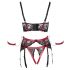 Cottelli Bondage - Matte, Lace Push-Up Set (Red)  - M