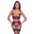 Cottelli Bondage - Matte, Lace Push-Up Set (Red)  - L