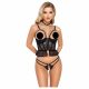 Abierta Fina - Open Thong and Corset (Black)  - M