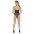 Abierta Fina - Open Thong and Corset (Black)  - M