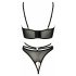 Abierta Fina - Open Bra and Thong (Black-Gold)