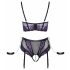 Cottelli Bondage Bra Set with Hand Restraints (Black-Purple)