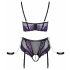 Cottelli Bondage - Bra Set with Handcuffs (Black-Purple)