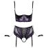 Cottelli Bondage Bra Set with Hand Restraints (Black-Purple)  - M