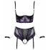 Cottelli Bondage - Bra Set with Handcuffs (Black-Purple) - M