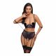 Set sutien Cottelli Bondage cu mâneci (negru-violet)  - L