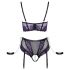 Cottelli Bondage Bra Set with Hand Restraints (Black-Purple)  - L