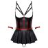 Cottelli Bondage - ensemble brillant avec attaches pour les bras (noir-rouge) - M