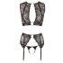 Cottelli Bondage - ensemble de lingerie rayé brillant avec dentelle (4 pièces) - M