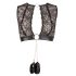 Cottelli Bondage - ensemble de lingerie rayé brillant avec dentelle (4 pièces) - M