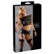 Cottelli Bondage - Spitzen-Glänzender, Ketten-Dessous-Set (schwarz)