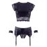 Cottelli Bondage - Lace and Glossy, Chain Lingerie Set (Black)