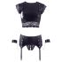 Cottelli Bondage - Spitzen-Glänzender, Ketten-Dessous-Set (schwarz)