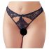 NO:XQSE - Bow-Embellished Open Women's Panties (Black)  - L