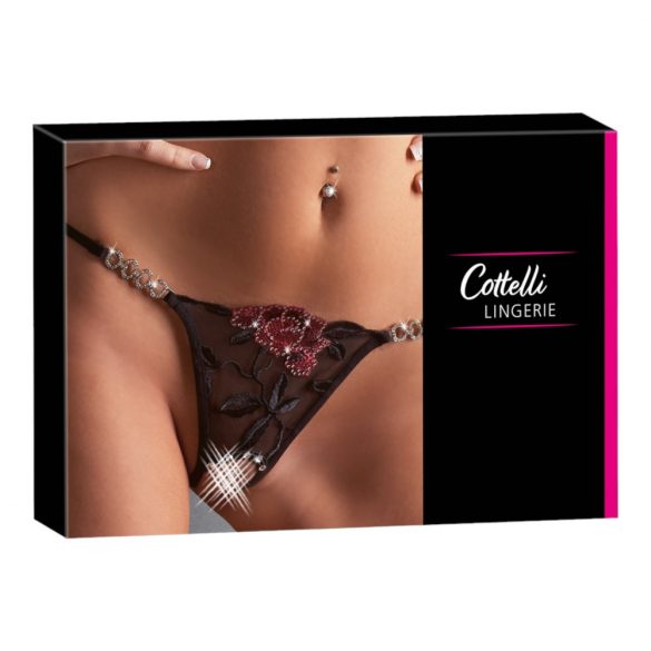 Cottelli - Offener Tanga mit Rosenmotiv