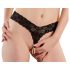 Cottelli - Double Pearl Lace Thong (Black)  - M