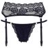 Cottelli - Lace Garter Belt with Thong (Black)