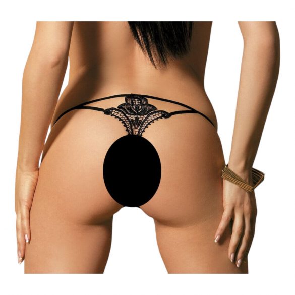 Obsessive Luiza - Tulpenstickerei Tanga (schwarz)