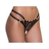 Cottelli - Luxury Open Crotch Thong with Rings (Black)  - M/L