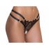 Cottelli - Luxury Open Crotch Thong with Rings (Black)  - M/L