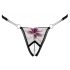 Cottelli - Luxury Embroidered Lily Thong (Black-White)