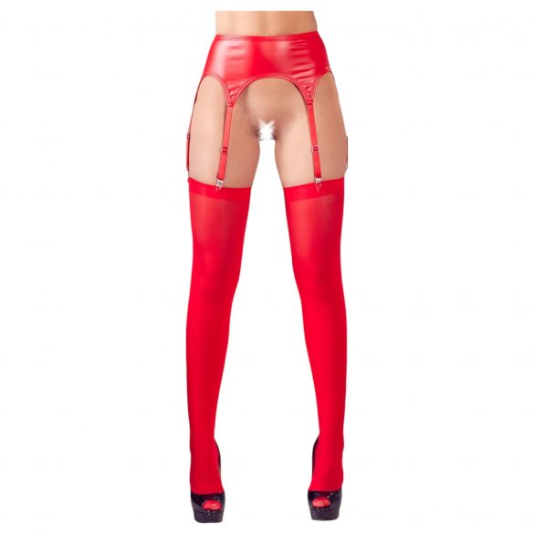 NO:XQSE - glanzend jarretelset (rood) - L/XL