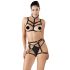 Cottelli - ornament body harness trio bielizna - czarny (S-L)