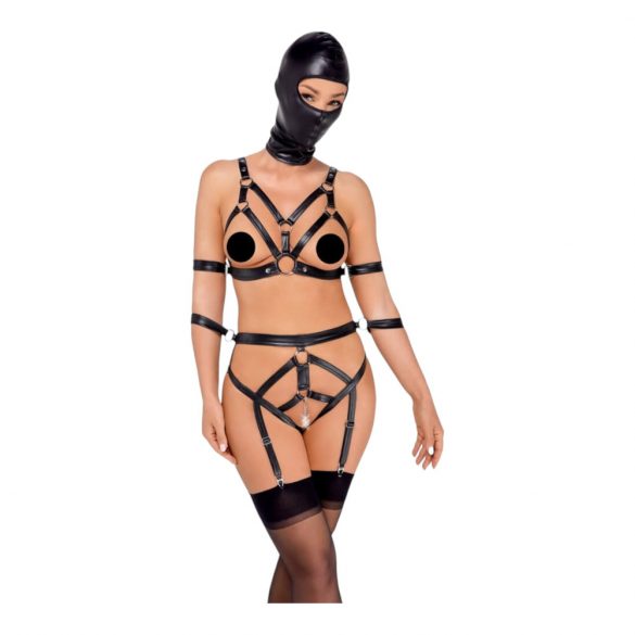 Set di Imbracatura Corpo e Maschera per il Viso Bad Kitty (nero) per Feste BDSM Selvagge