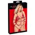 Body bondage rosso con borchie e catenine decorative