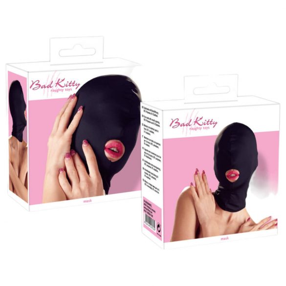 Maschera Erotica Nera "Bad Kitty" con Apertura Bocca