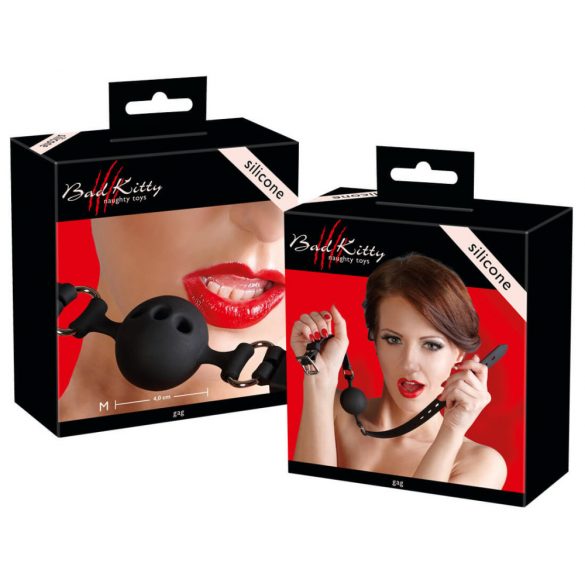 Bad Kitty - bâillon en silicone moyen (noir)