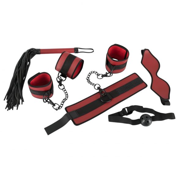 Bad Kitty - Velcro Bondage Set - Red-Black (5-Piece)