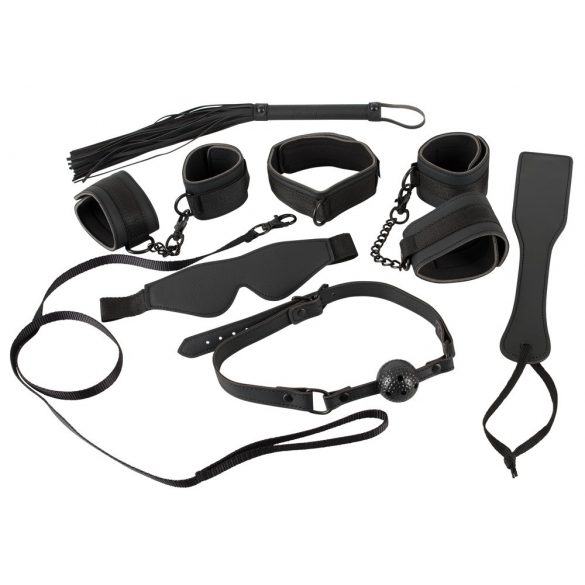 Bad Kitty - Faux Leather Velcro Bondage Set (8 Pieces) - Black