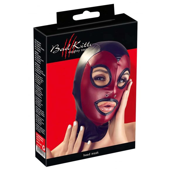 Bad Kitty - Shiny Suck Mask - Black-Red (S-L)