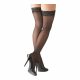 Cottelli - Black Thigh Highs with Stripe  - 4/L