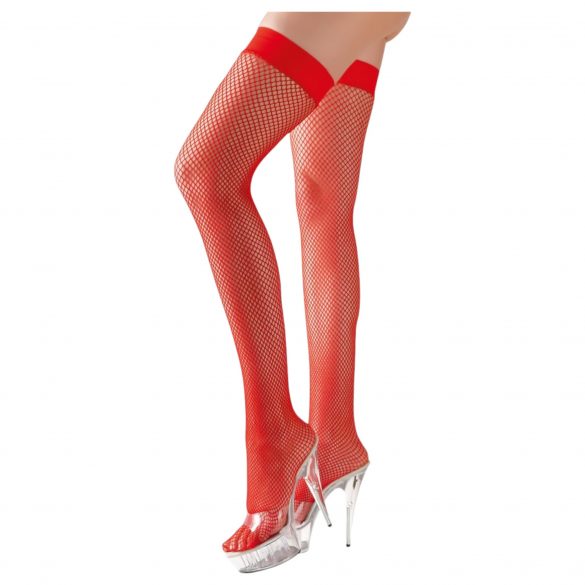 Cottelli - Dense Fishnet Thigh-Highs (Red)