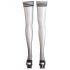 Cottelli - Black Thigh-High Stockings - with Striped Trim - 2/M