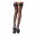 Cottelli - Lily-patterned, Striped Thigh Highs (Black)  - 4