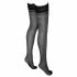 Cottelli - Lace-Trimmed Small Pattern Thigh Highs (Black)  - 5