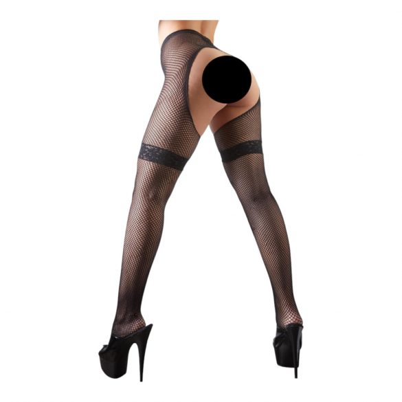 Cottelli - Spitzenbesetzte Netz Sexstrumpfhose (schwarz)  - M/L