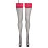 Cottelli - Black Stockings with Red Lace Trim  - 4