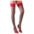 Cottelli - Black Stockings with Red Lace Trim  - 6