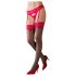 Cottelli - Black Stockings with Red Lace Trim  - 6