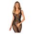 Obsessive G335 - doorzichtige open net catsuit (zwart) - S-L