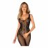 Obsessive G335 - combinaison filet ouverte transparente (noir) - S-L