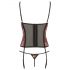 Cottelli - Rose Bustier and Thong Set (Black-Red)  - 85C/L