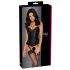 Cottelli Party - corset din satin cu jartiere (negru)