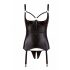 Cottelli Bondage - Glossy Lift-Up Top with Hand Restraints (Black)  - M